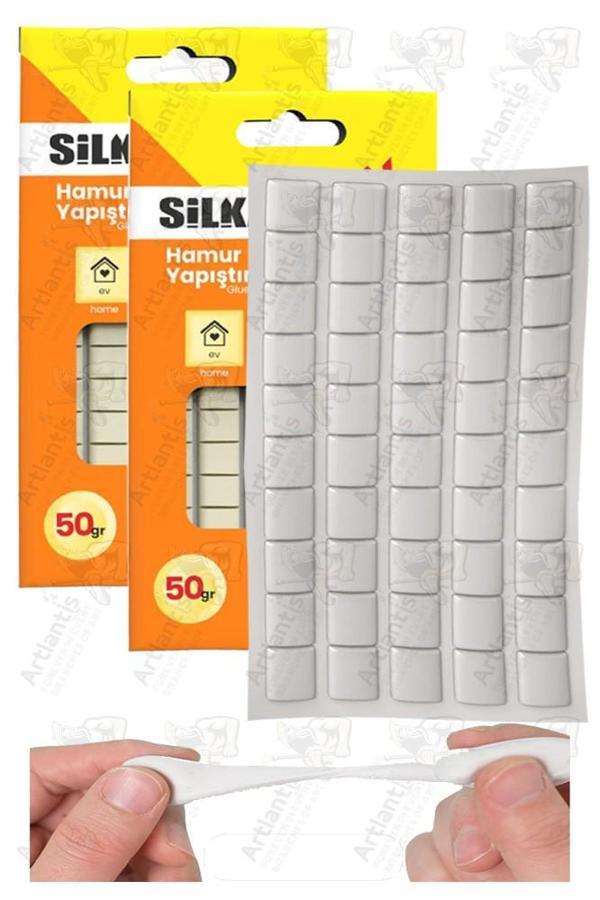 Hamur Yapıştırıcı Tack-it 50gr 2 Paket Silka 65 Parça Macun Sakız Yapıştırıcı Takıt Çerçeve Afiş Duvar İz Bırakmaz - Image 1