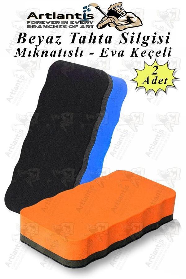 Mıknatıslı Yazı Tahta Silgisi Eva 2 Adet Beyaz Yazı Tahtası Silgisi Manyetik Kaliteli Keçe Uçlu Eva Okul Sınıf Ofis Kuru - Image 1