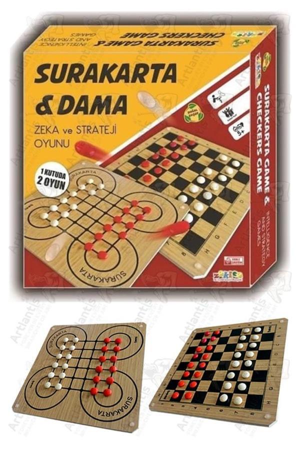 Surakarta Dama Zeka ve Strateji Oyunu 1 Paket Surakarta ve Dama Oyunu Ahşap Çift Yönlü Kutu Oyunu - Image 1