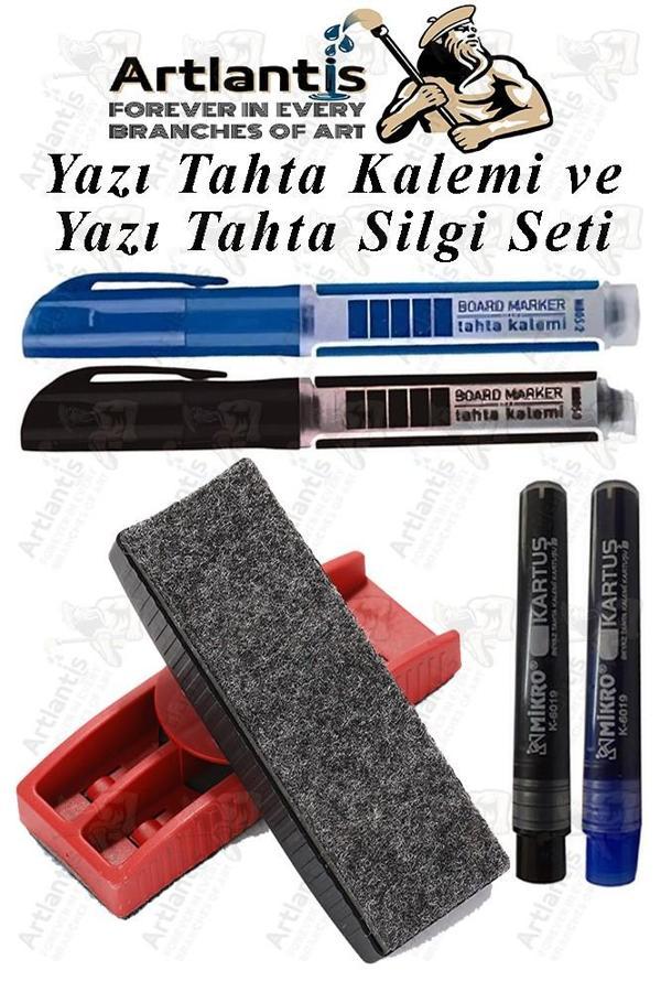 Yazı Tahta Kalemi ve Yazı Tahta Silgisi Plastik Mıknatıslı 1 Paket Beyaz Yazı Tahtası Kalemi Silgisi ve Kartuşu Manyetik - Image 1