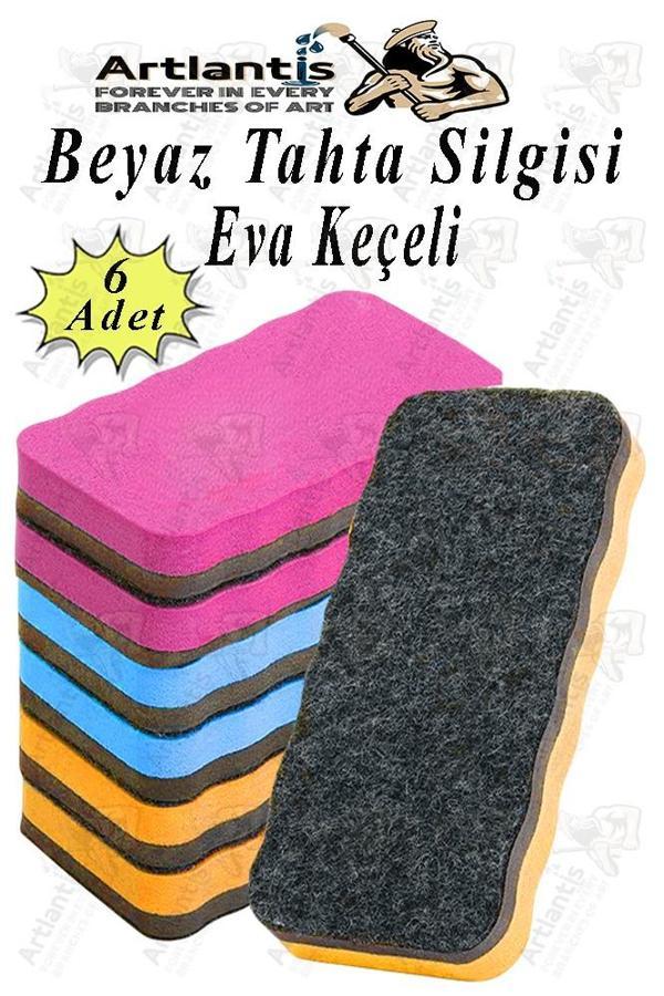 Yazı Tahta Silgisi Eva 6 Adet Beyaz Yazı Tahtası Silgisi Kaliteli Keçe Uçlu Eva Okul Sınıf Ofis Kuru Silgi - Image 1