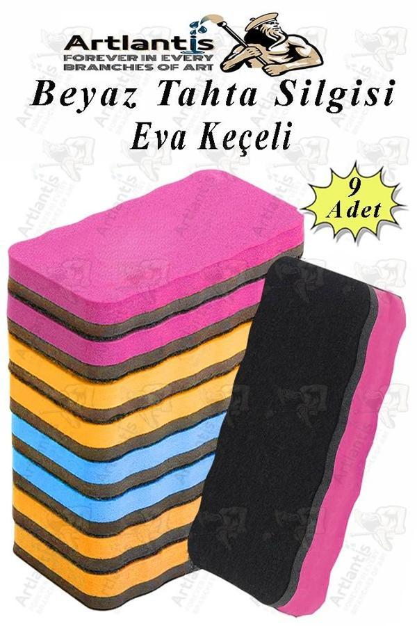 Yazı Tahta Silgisi Eva 9 Adet Beyaz Yazı Tahtası Silgisi Kaliteli Keçe Uçlu Eva Okul Sınıf Ofis Kuru Silgi - Image 1