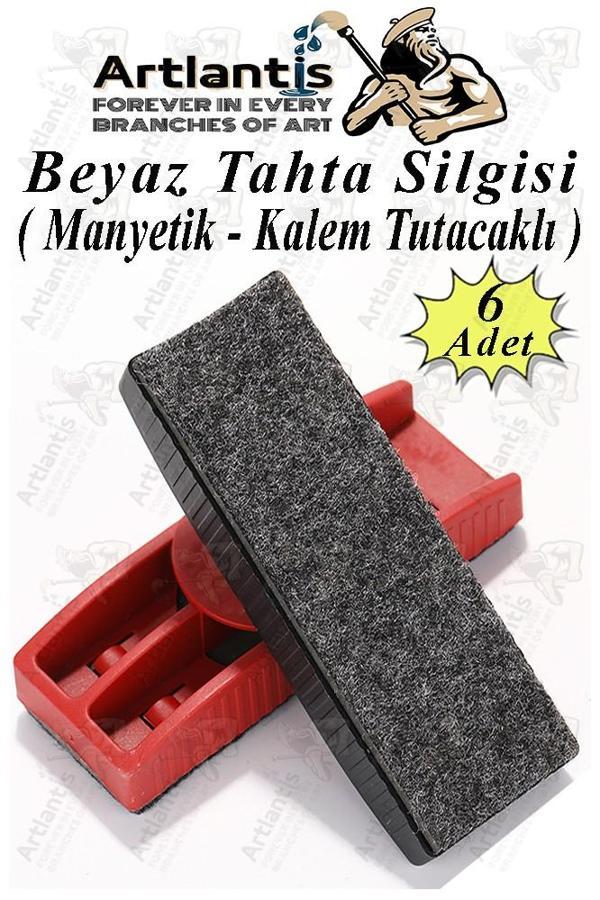 Yazı Tahta Silgisi Plastik Mıknatıslı 6 Adet Beyaz Yazı Tahtası Silgisi Manyetik Kaliteli Keçe Uçlu Silgi Okul Sınıf - Image 1