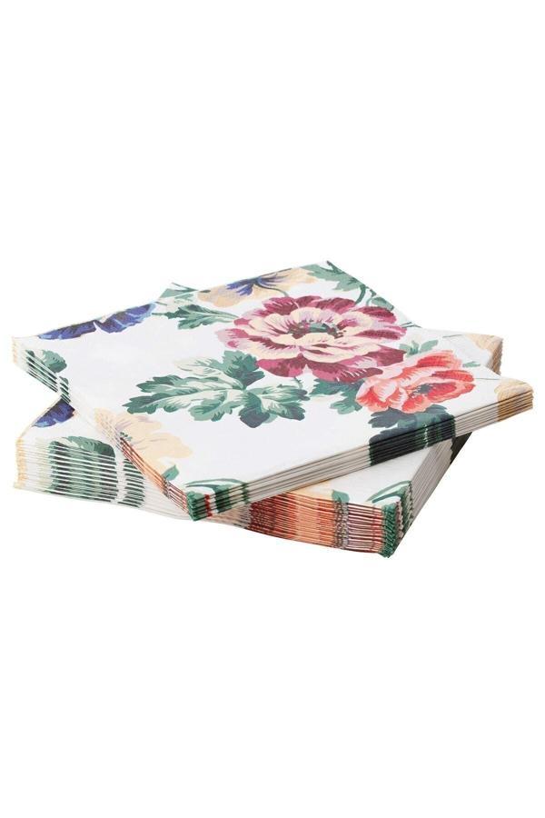 Ikea Üç Katlı 60 Adet 33X33 Cn Ticaret Çiçek Desenli Peçete - Image 1