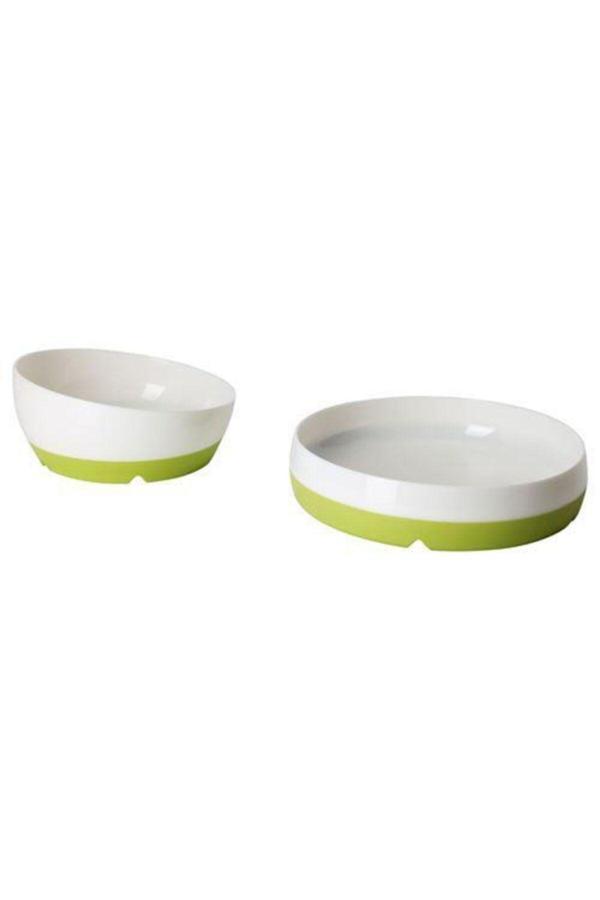 Ikea Smaglı Tabak Ve Kase, Yeşil-Beyaz - Image 1