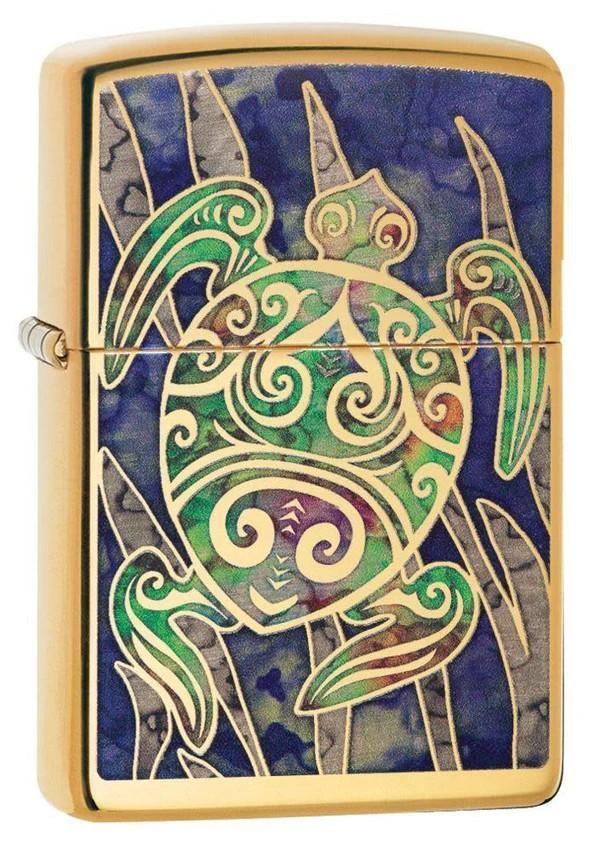 Zippo Fusion Turtle - Kaplumbağa High Polish Brass Dizayn Çakmak - Image 1