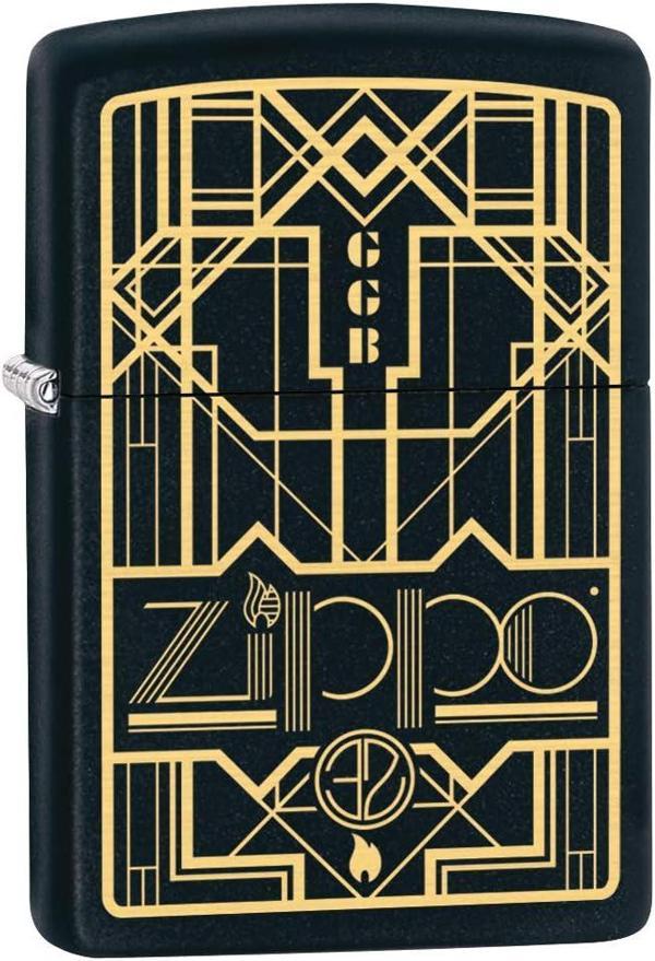 Zippo Art Deco Black Matte Dizayn Çakmak - Image 1