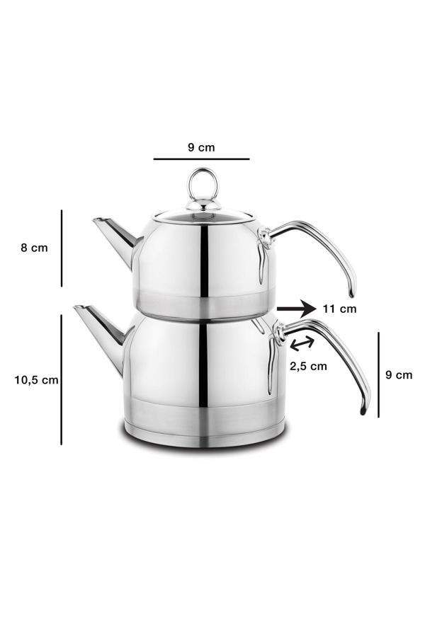 Schafer Ada Metal Çaydanlık Takımı 4 Parça-Inox (Küçük) - Image 1