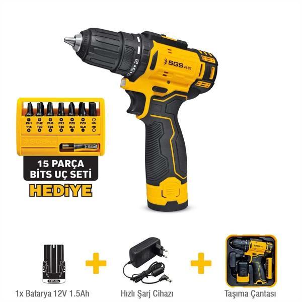 SGS AKÜLÜ VİDALAMA SETİ 12 VOLT (1*1.5 Ah) (BİTS UÇ SETİ) - Image 1