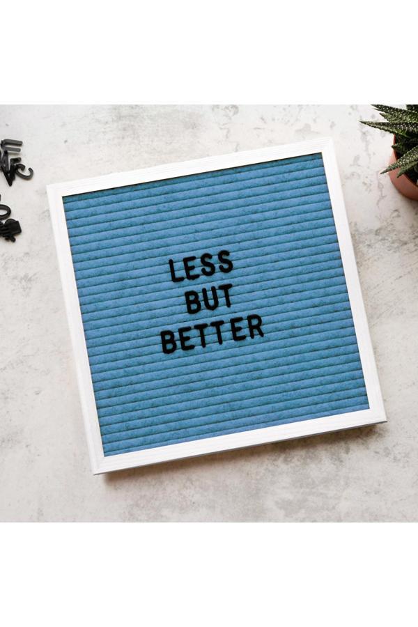 Hippodeco Dekoratif Harf Panosu, Beyaz Ahşap Çerçece Mavi Keçe Letter Board, (Siyah Harf) Bebek Anı Panosu - Image 1