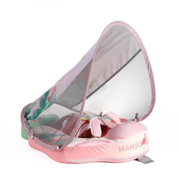 Mambobaby Yüzme Simidi - Pembe Flamingo, Emniyetli, Gölgelikli ve Ayak Destekli - Image 1