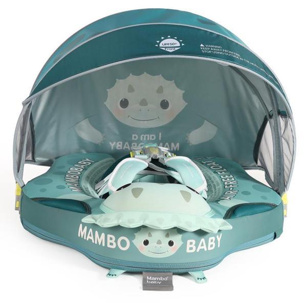 Mambobaby Yüzme Simidi - Tri Dino, Emniyetli, Gölgelikli ve Ayak Destekli - Image 1