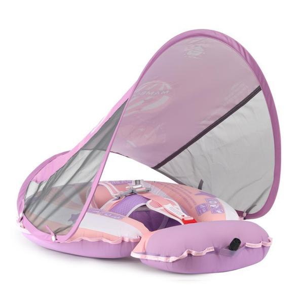 Mambobaby Hot Air Balloon Yüzme Simidi - Pembe, Emniyetli, Gölgelikli ve Ayak Destekli - Image 1