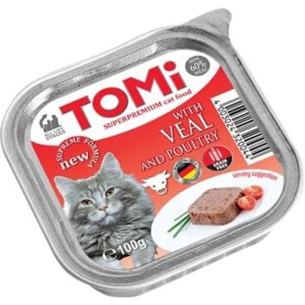 Tomi Kedi Dana Etli Ve Kümes Hayvanlı Alüminyum Yaş Mama 100gr (pate) - Image 1