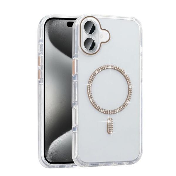 Apple iPhone 16 Kılıf Taşlı Tasarım M-safe Şarj Özellikli Zore Koment Silikon Kapak - Image 1