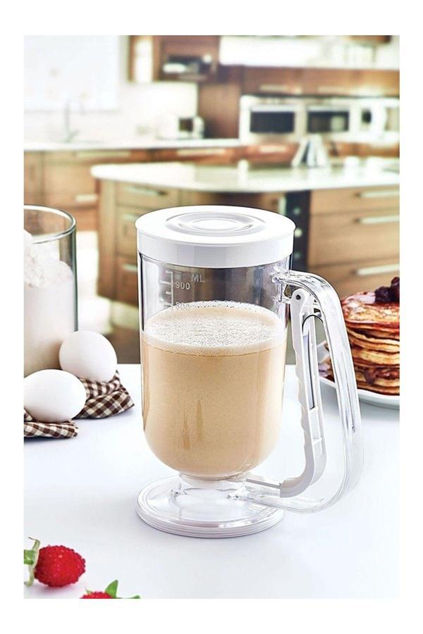 Pankek Dağıtıcı Hamur Porsiyonlayıcı Şekillendirici 900 ml Dökme Aparatı Beyaz - Image 1