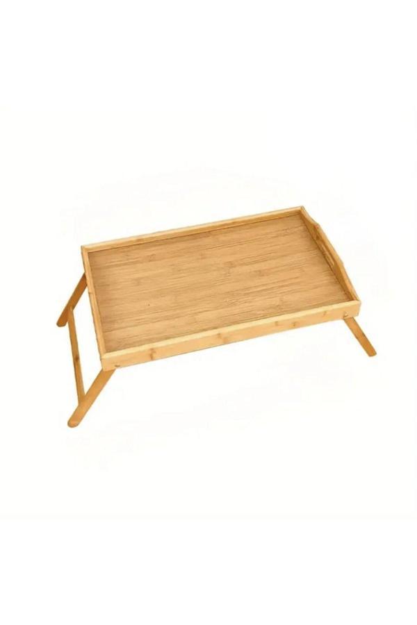 Katlanır Ayaklı Bambu Yatak Keyif Tepsisi (50cm*30cm), Portatif Tepsi - Image 1