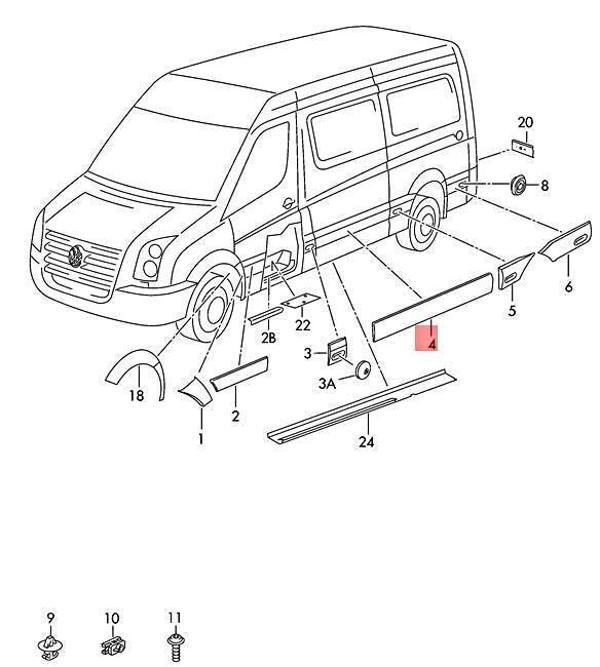 Çamurluk Bandı Orta Sol Vw Crafter Bm 06-16 (Oem No: 2E1853535Bj) - Image 1