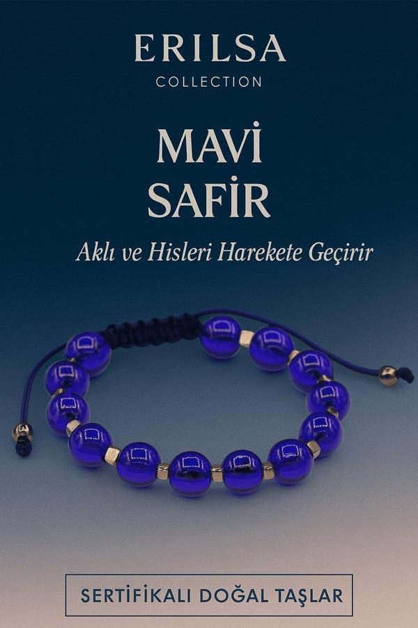 Sertifikalı Sentetik Mavi Safir Taşı Bileklik – Aklı ve Hisleri Güçlendiren Şık Takı - Image 1