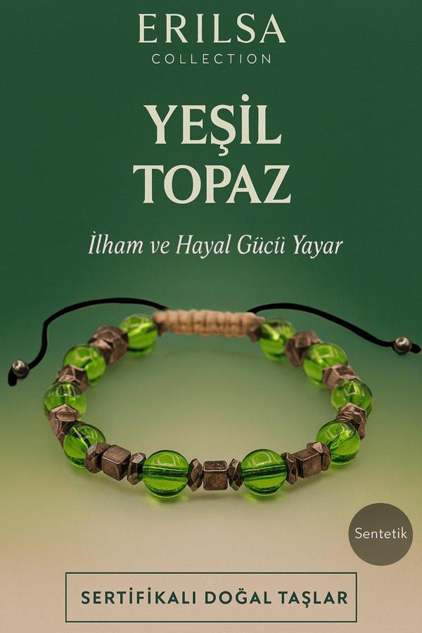 Sertifikalı Sentetik Yeşil Topaz Taş Bileklik – İlham ve Hayal Gücünü Arttıran El Yapımı - Image 1