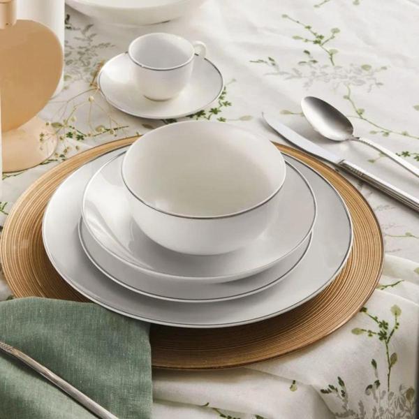 Karaca Rowan 12 Kişilik New Generation Bone Yemek Takımı, 69 Parça, Platin​ - Image 1
