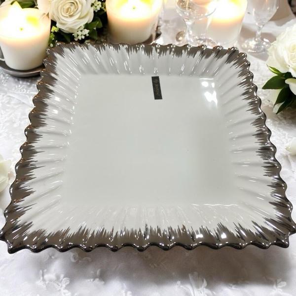 ROYKİNG LINE SILVER KARE SUNUM TABAK 27 CM - Image 1