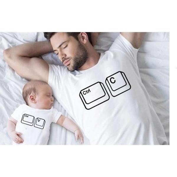 MODAVALS CTRL C/CTRL V BABA ÇOCUK TSHIRT AİLE KOMBİN - BEYAZ - Image 1