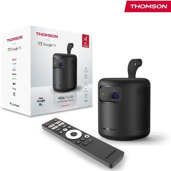Thomson Vega FHD 4K Destekli 100" Dahili Bataryalı Taşınabilir Projeksiyon Cihazı Google Tv Sertifikalı 350 Ansı Lumen - - Image 1