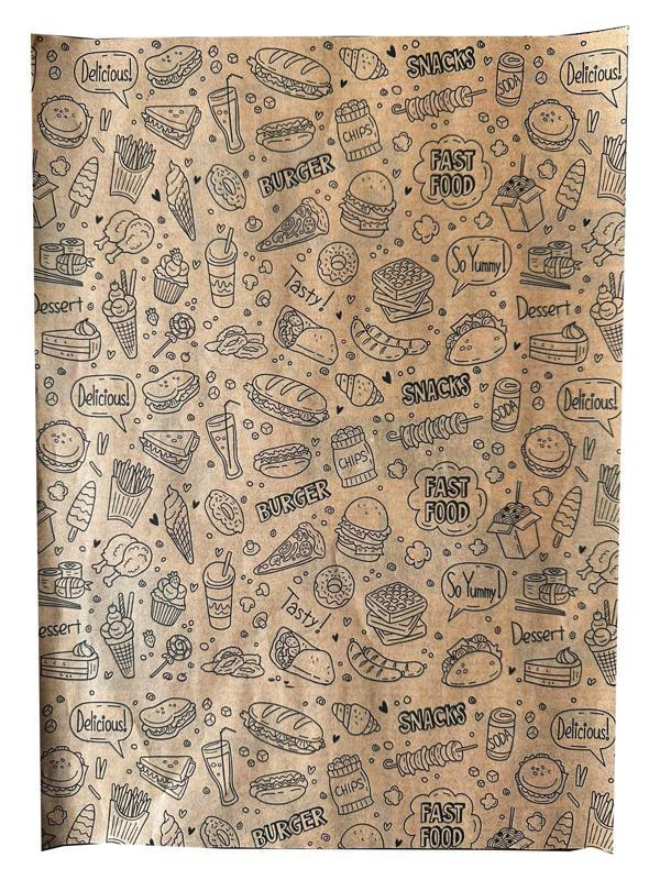 Baskılı Sunum Kağıdı Amerikan Servis - Karışık Desenli - Vintage Sarı Yağlı Tepsi Kağıdı - 150 Adet - Image 1