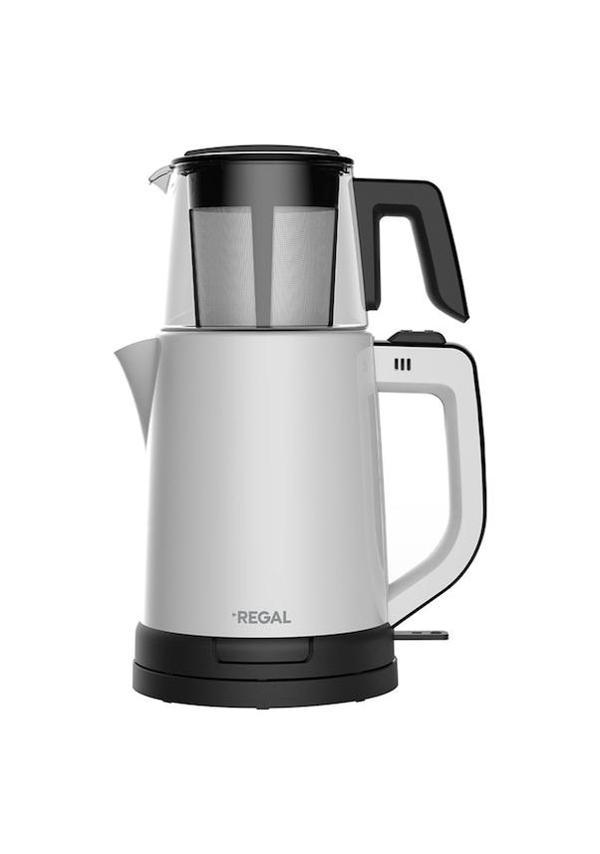 Regal RC1500 B 1800 W Beyaz Cam Demlikli Çay Makinesi - Image 1