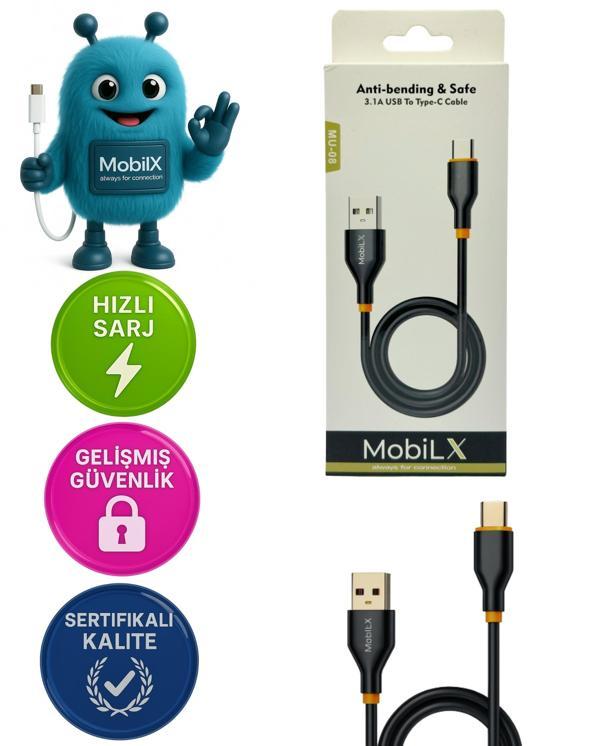 MobiLX 3.1A Silikon USB to Type-C Hızlı Şarj ve Data Kablosu (1m) - Image 1