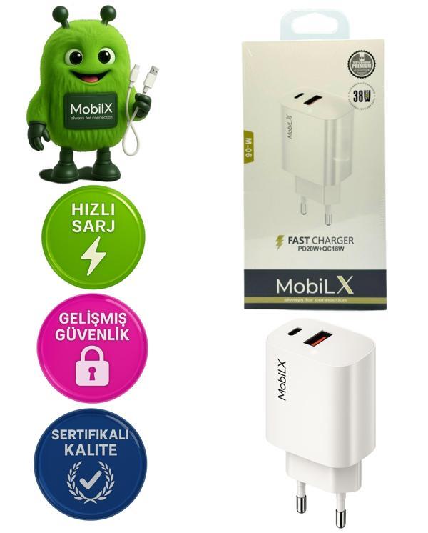 MobiLX 38W Hızlı Şarj Başlığı – PD20W + QC18W | Model: M-06 - Image 1