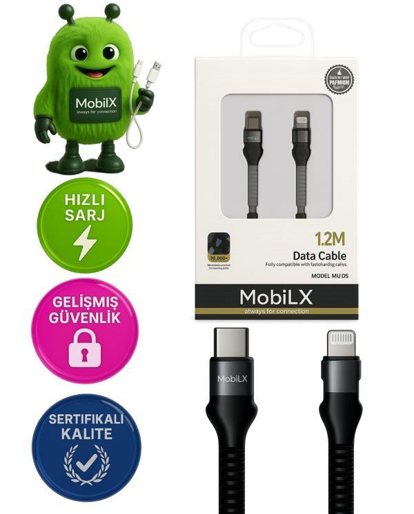 MobiLX iOS Uyumlu Lightning Şarj Kablosu – 1.2 Metre | Model: MU-05 - Image 1