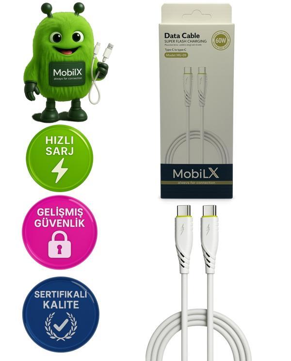 MobiLX 60W Type-C to Type-C Hızlı Şarj Kablosu – Örgülü Yapı | Model: MU-09 - Image 1