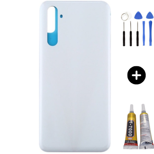 Realme 6 Uyumlu Arka Pil Kapağı Beyaz + Montaj Seti - Image 1