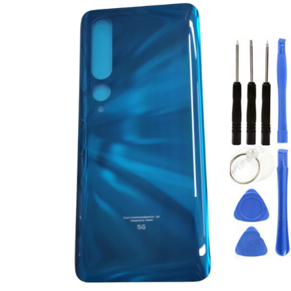 Xiaomi Mi 10 5G Uyumlu Arka Pil Kapağı Mavi + Tamir Seti - Image 1