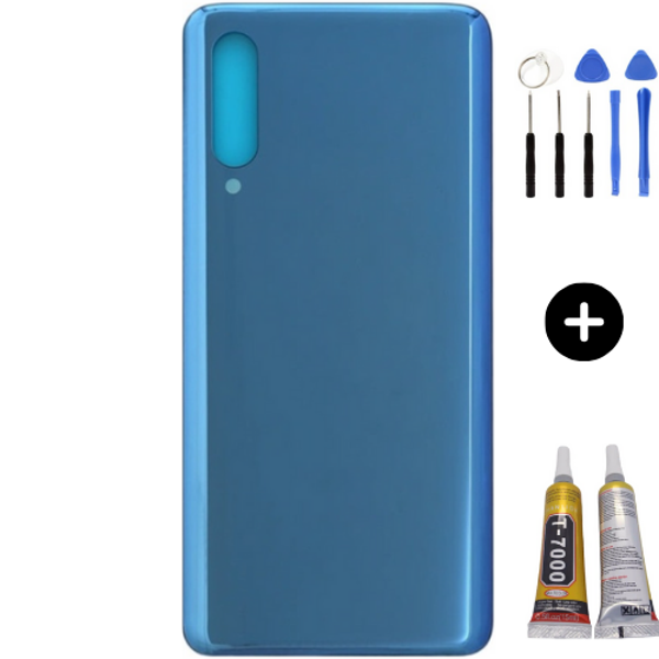 Xiaomi Mi 9 Uyumlu Arka Pil Kapağı Mavi + Montaj Seti - Image 1
