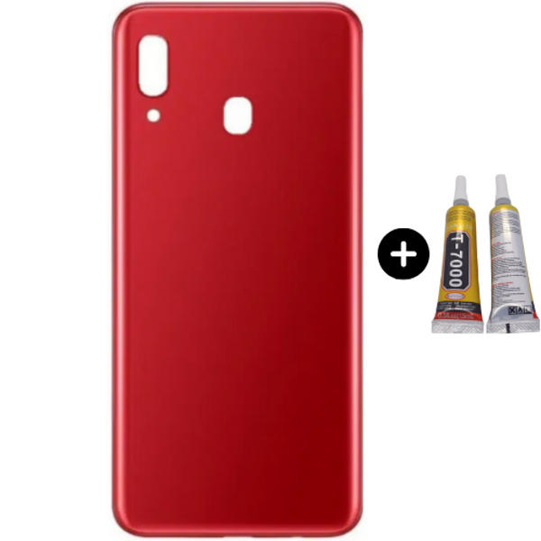 Samsung A20 SM-A205F Uyumlu Arka Pil Kapağı Kırmızı + B7000 - Image 1