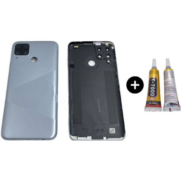 Realme C15 Uyumlu Full Kasa Arka Pil Kapağı Siyah + B7000 - Image 1