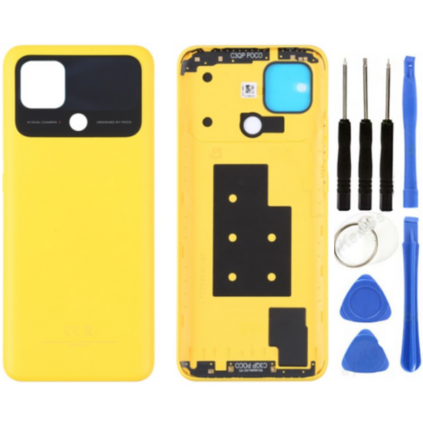 Xiaomi Poco Pocophone C40 Uyumlu Full Kasa Arka Pil Kapağı Sarı + Tamir Seti - Image 1