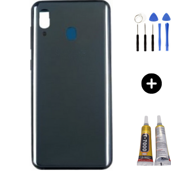 Samsung A20 SM-A205F Uyumlu Arka Pil Kapağı Siyah + Montaj Seti - Image 1
