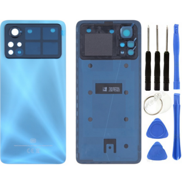 Xiaomi Poco Pocophone X4 Pro Uyumlu Kamera Camlı Arka Pil Kapağı Mavi + Tamir Seti - Image 1