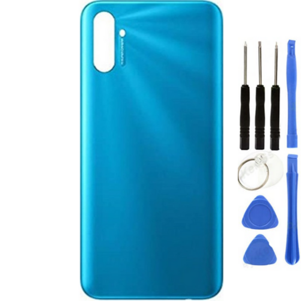 Realme C3İ Uyumlu Full Kasa Arka Pil Kapağı Mavi + Tamir Seti - Image 1