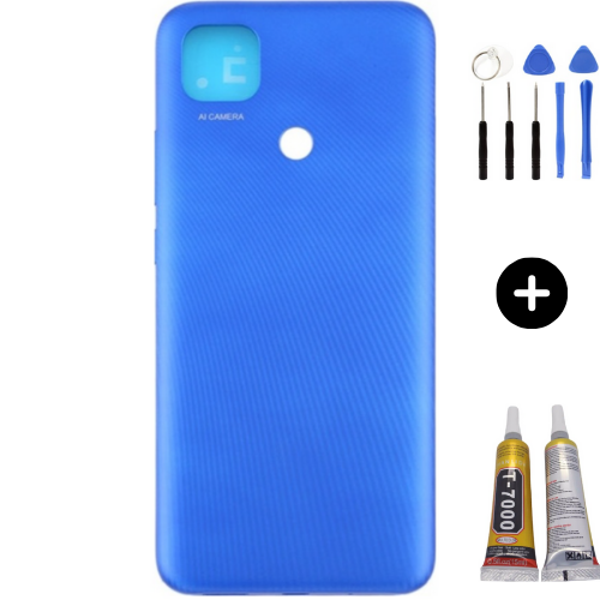 Redmi 9C Uyumlu Full Kasa Arka Pil Kapağı Mavi + Montaj Seti - Image 1
