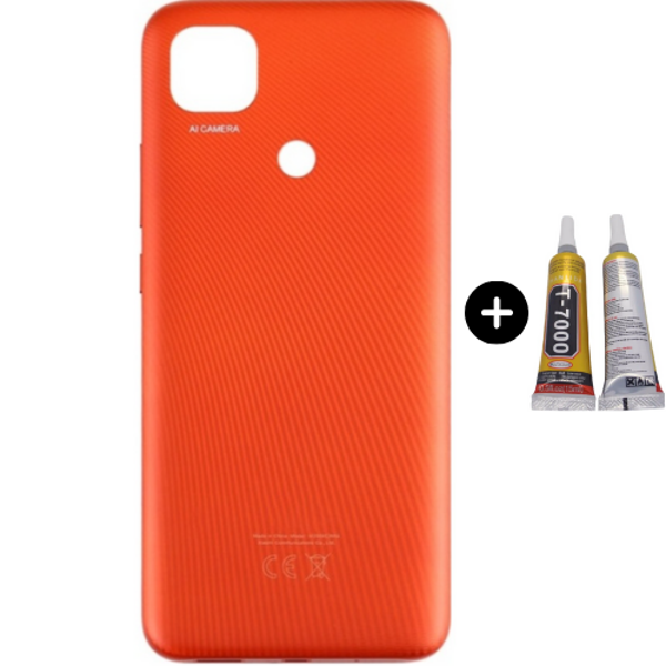 Redmi 9C Uyumlu Full Kasa Arka Pil Kapağı Turuncu + B7000 - Image 1