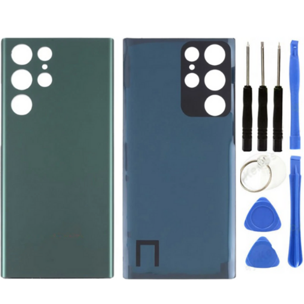 Samsung S22 Ultra SM-S908 Uyumlu Arka Pil Kapağı Yeşil + Tamir Seti - Image 1