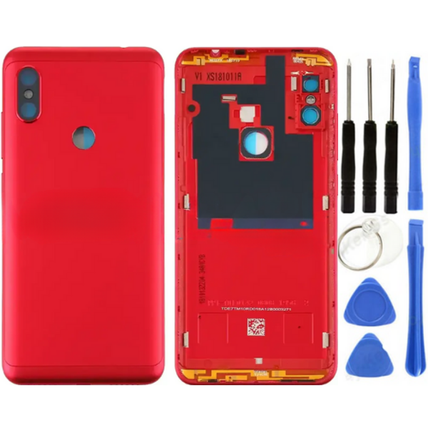 Redmi Note 6 Pro Uyumlu Full Kasa Arka Pil Kapağı Kırmızı + Tamir Seti - Image 1