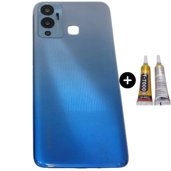 İnfinix Hot 12 Play Uyumlu Full Kasa Arka Kapak Mavi + B7000 - Image 1