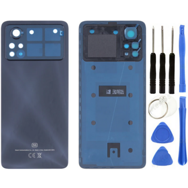 Xiaomi Poco Pocophone X4 Pro Uyumlu Kamera Camlı Arka Pil Kapağı Siyah + Tamir Seti - Image 1