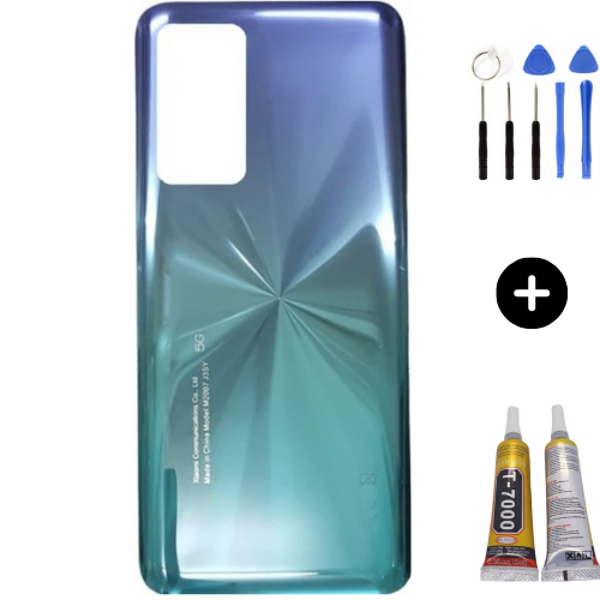 Xiaomi Mi 10T Uyumlu Arka Pil Kapağı Mavi + Montaj Seti - Image 1